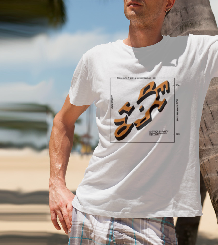 Movement Festival Detroit Techno City EST 2000 45 Heavy Latitude Longitude Coordinates T-Shirt