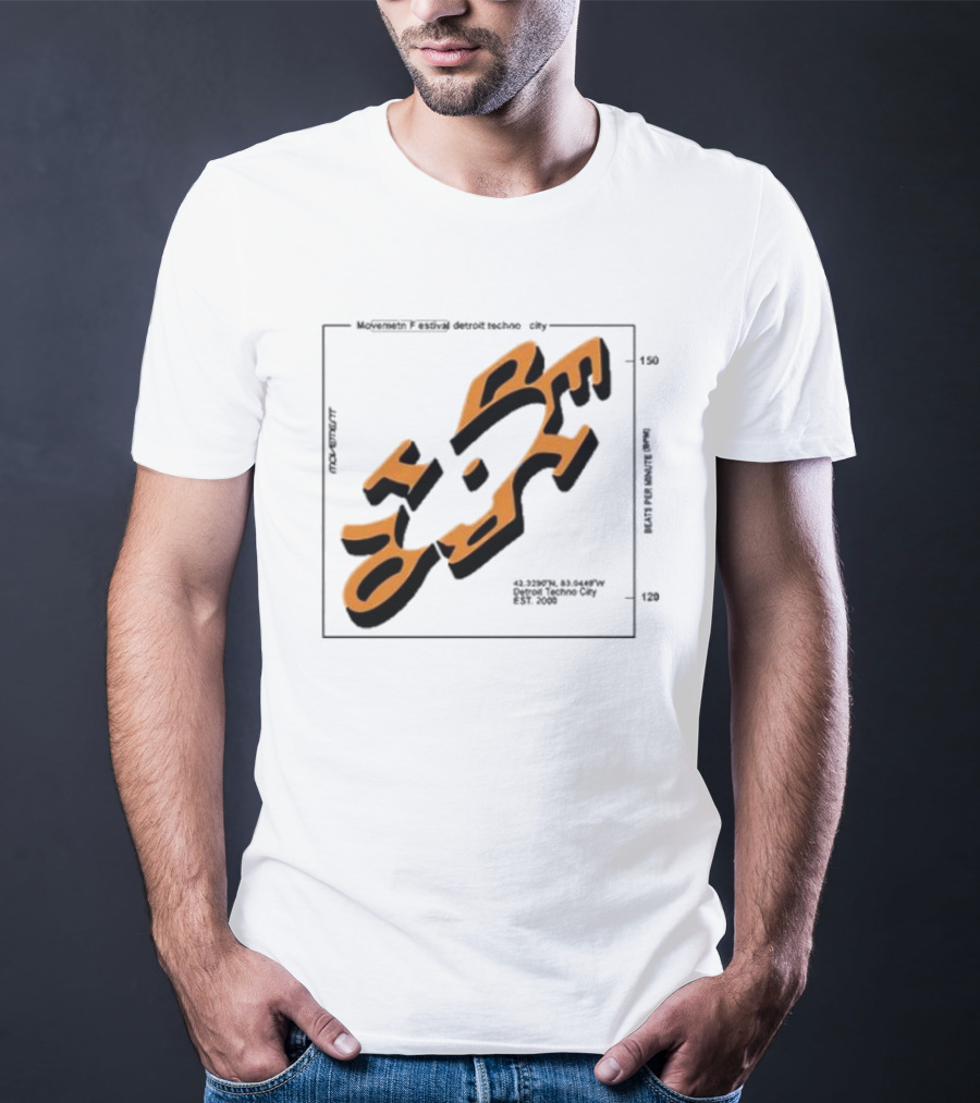 Movement Festival Detroit Techno City EST 2000 45 Heavy Latitude Longitude Coordinates T-Shirt