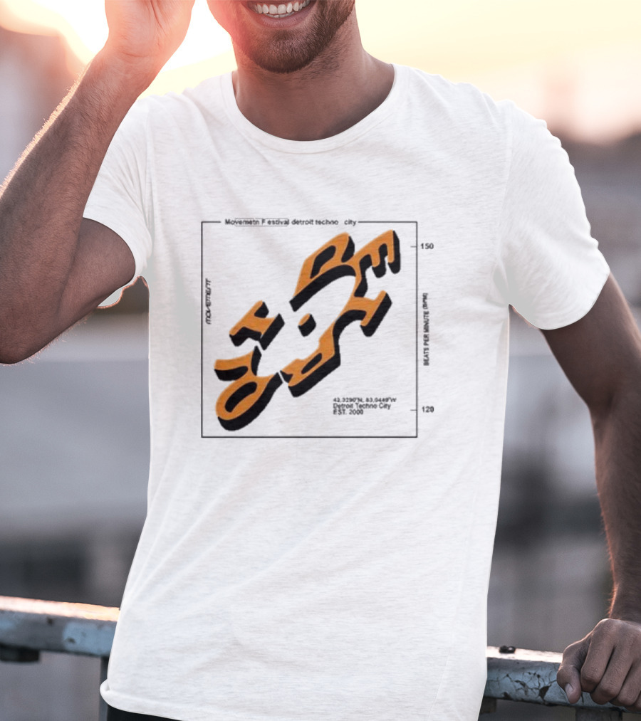 Movement Festival Detroit Techno City EST 2000 45 Heavy Latitude Longitude Coordinates T-Shirt