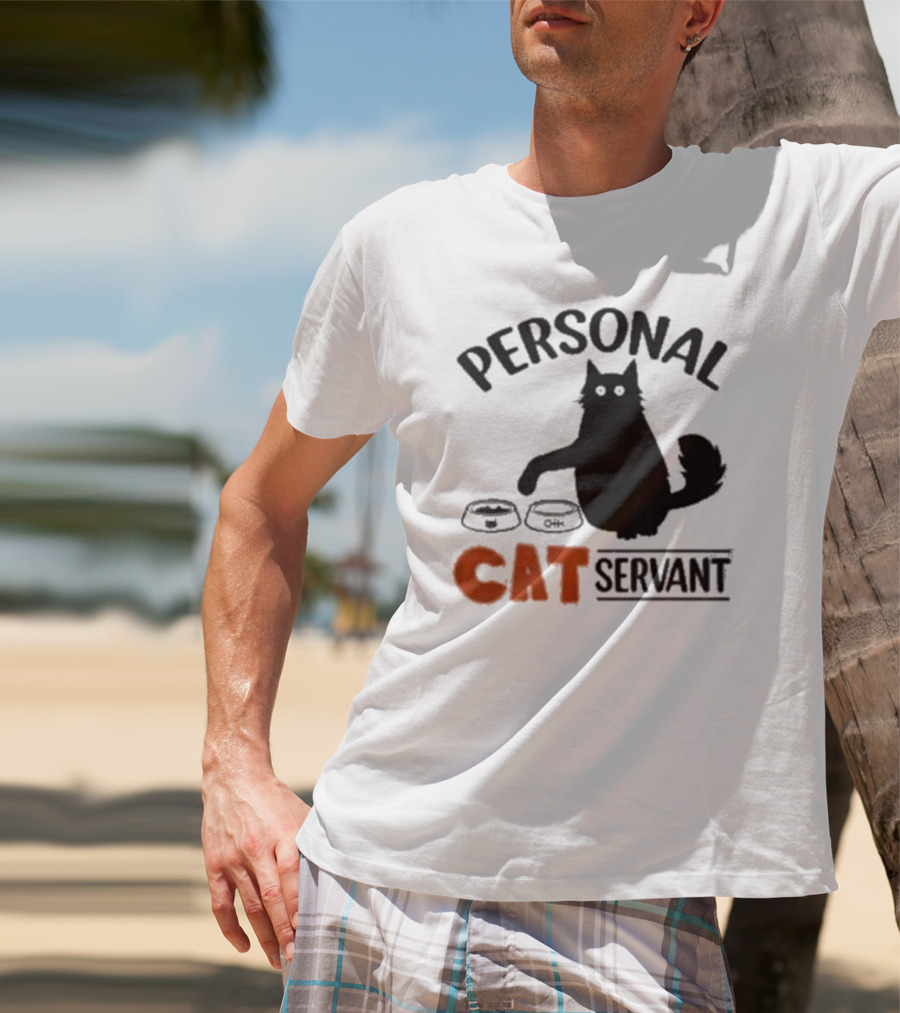 PERSONAL CAT SERVANT WITH PET FOOD BOWLS T-Shirt