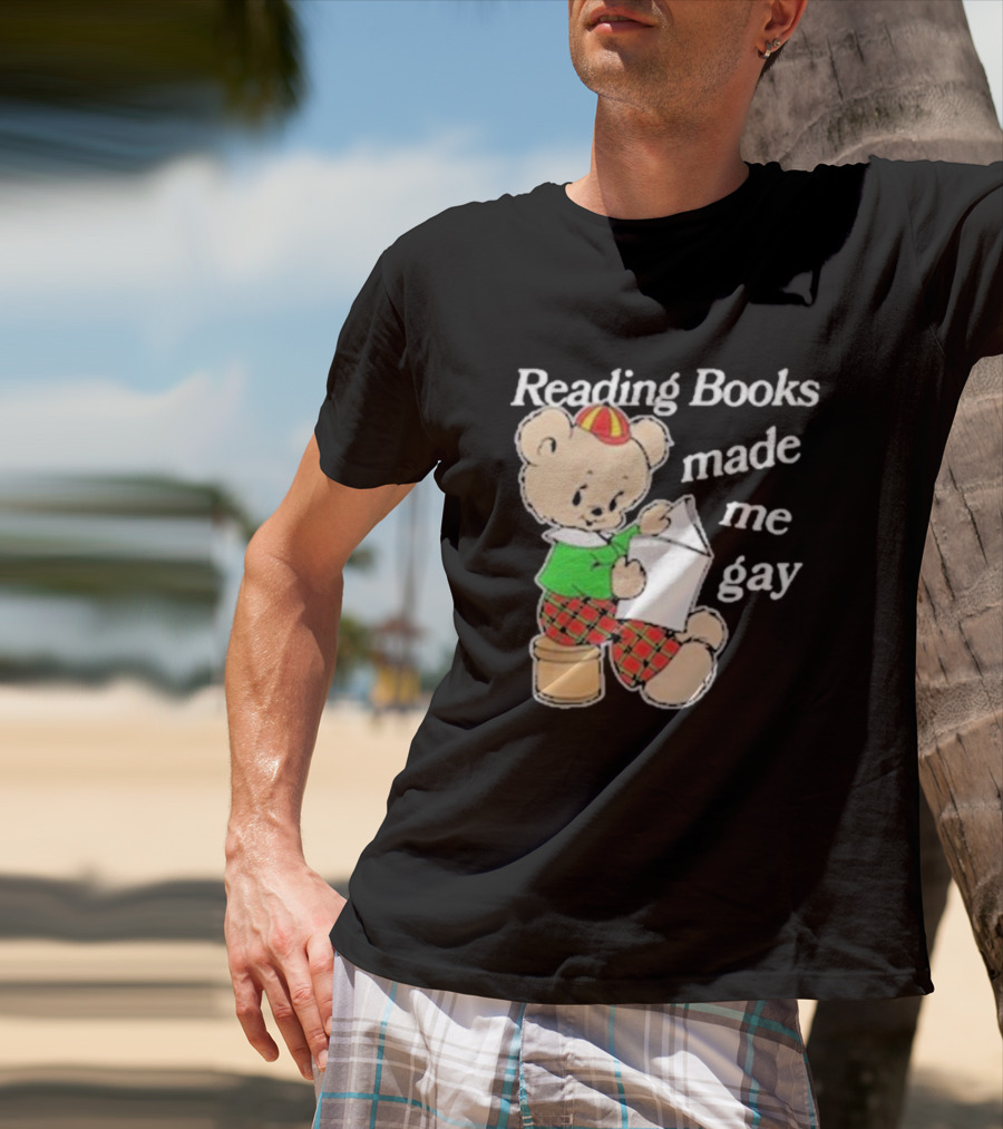 Reading Books Made Me Gay Teddy Bear In Plaid T-Shirt