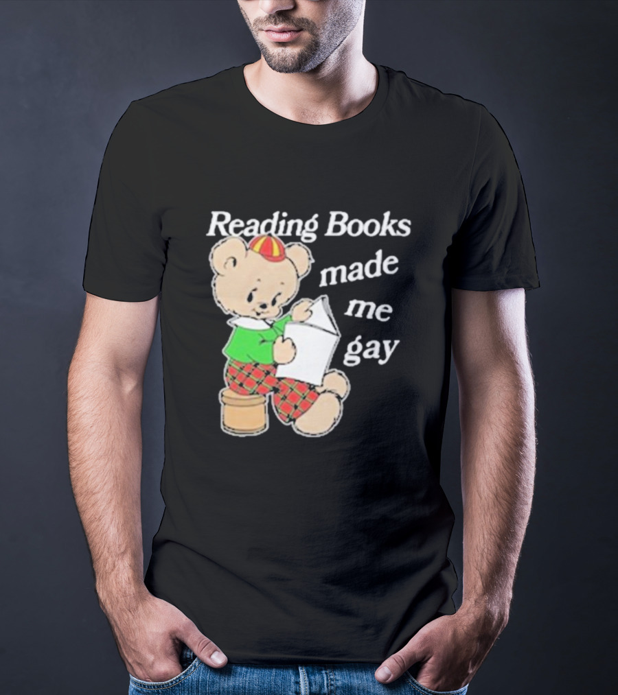Reading Books Made Me Gay Teddy Bear In Plaid T-Shirt