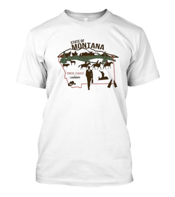 State Of Montana Tokyo Cowboy Laundry Pastoral Scene T-Shirt