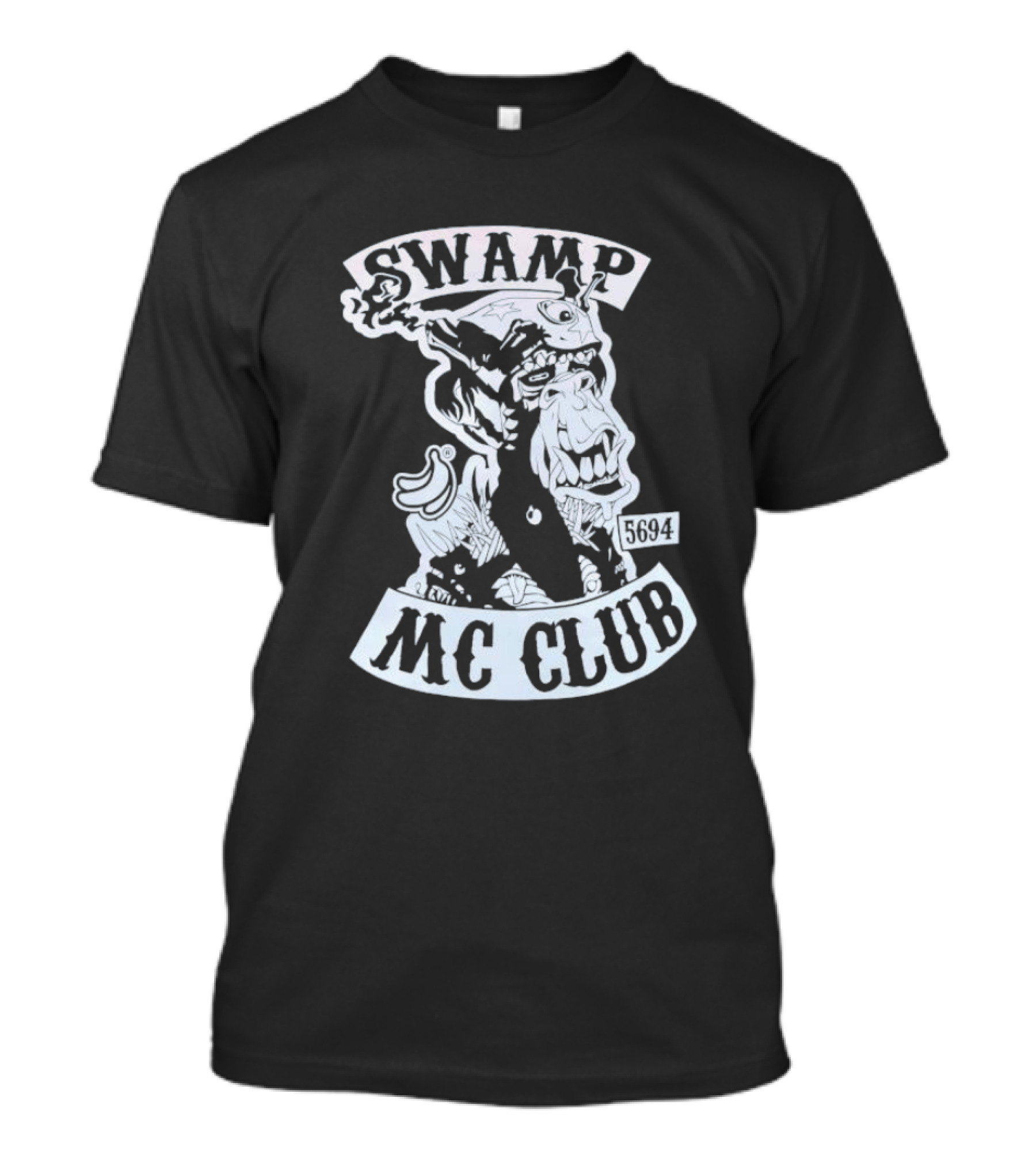 Swamp MC Club 5694 Gorilla Skull Motorcycle Emblem T-Shirt