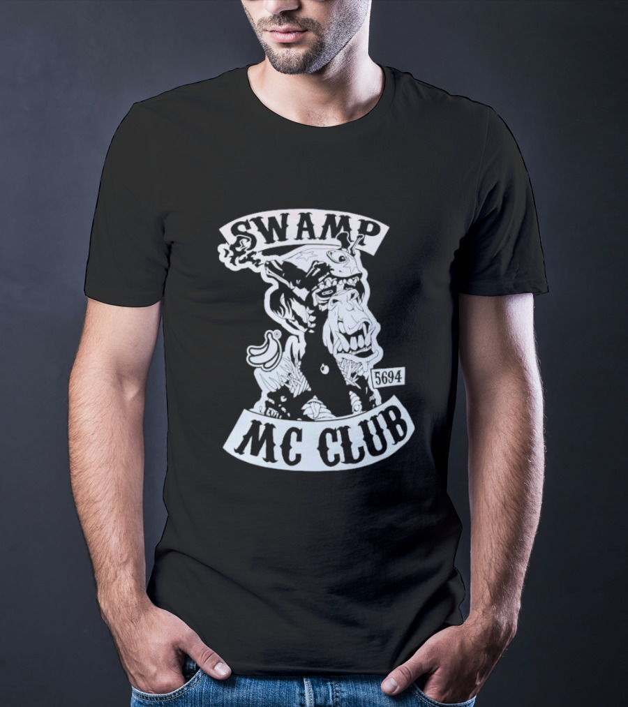 Swamp MC Club 5694 Gorilla Skull Motorcycle Emblem T-Shirt