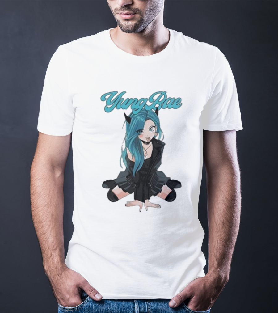 Yung Rae Blue-Haired Goth Anime Girl T-Shirt