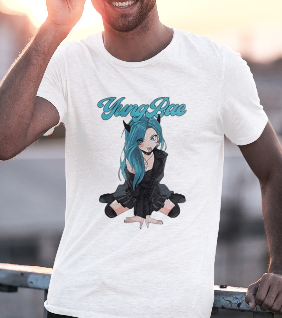 Yung Rae Blue-Haired Goth Anime Girl T-Shirt
