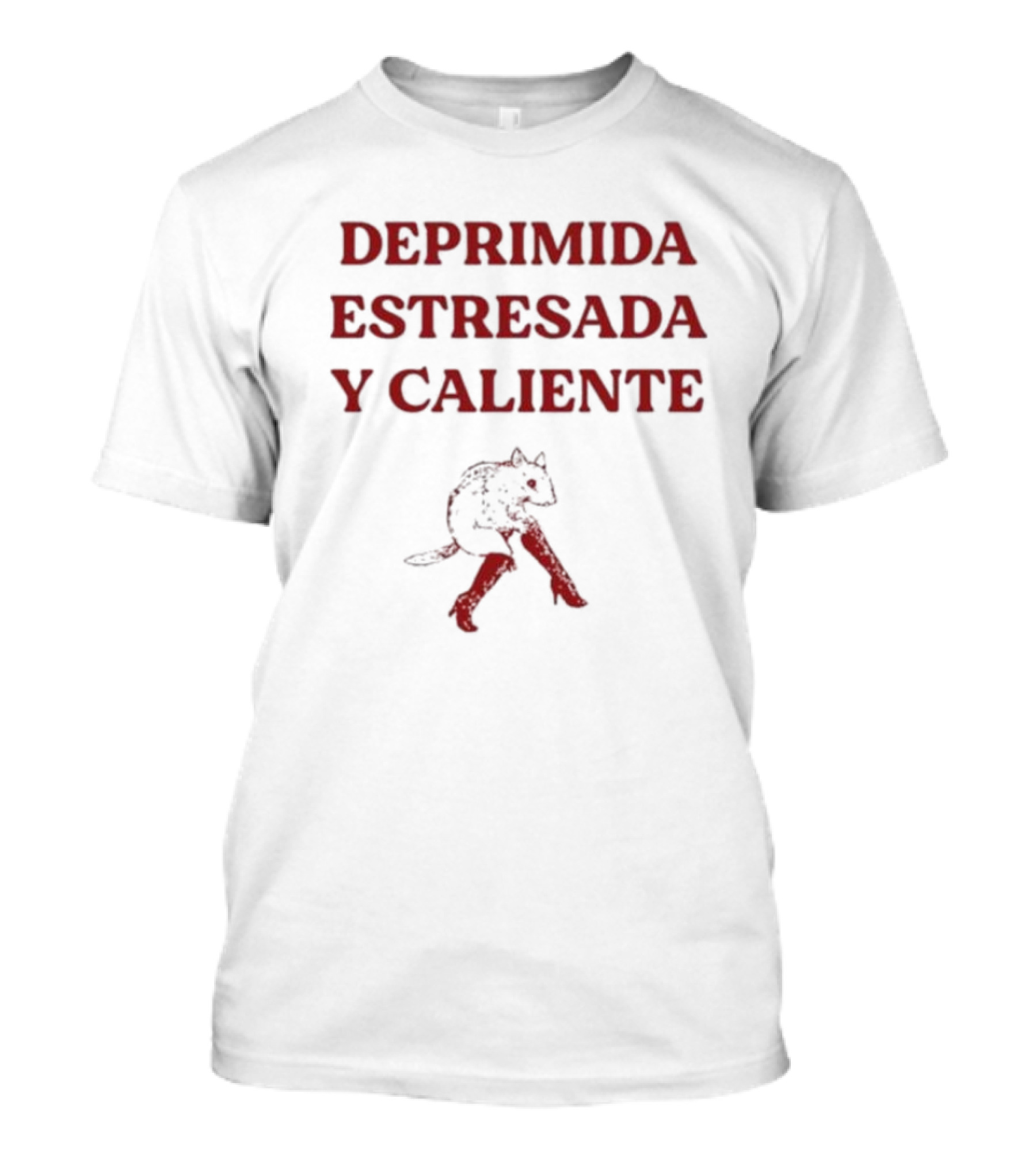 Deprimida Estresada Y Caliente Diablo Mujer Iconografía Roja T-Shirt