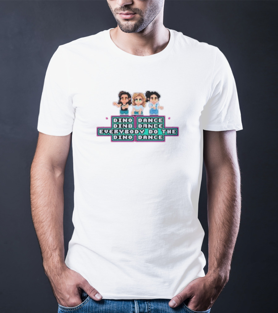 Dino Dance Everybody Do The Dino Dance Pixel Style Trio T-Shirt