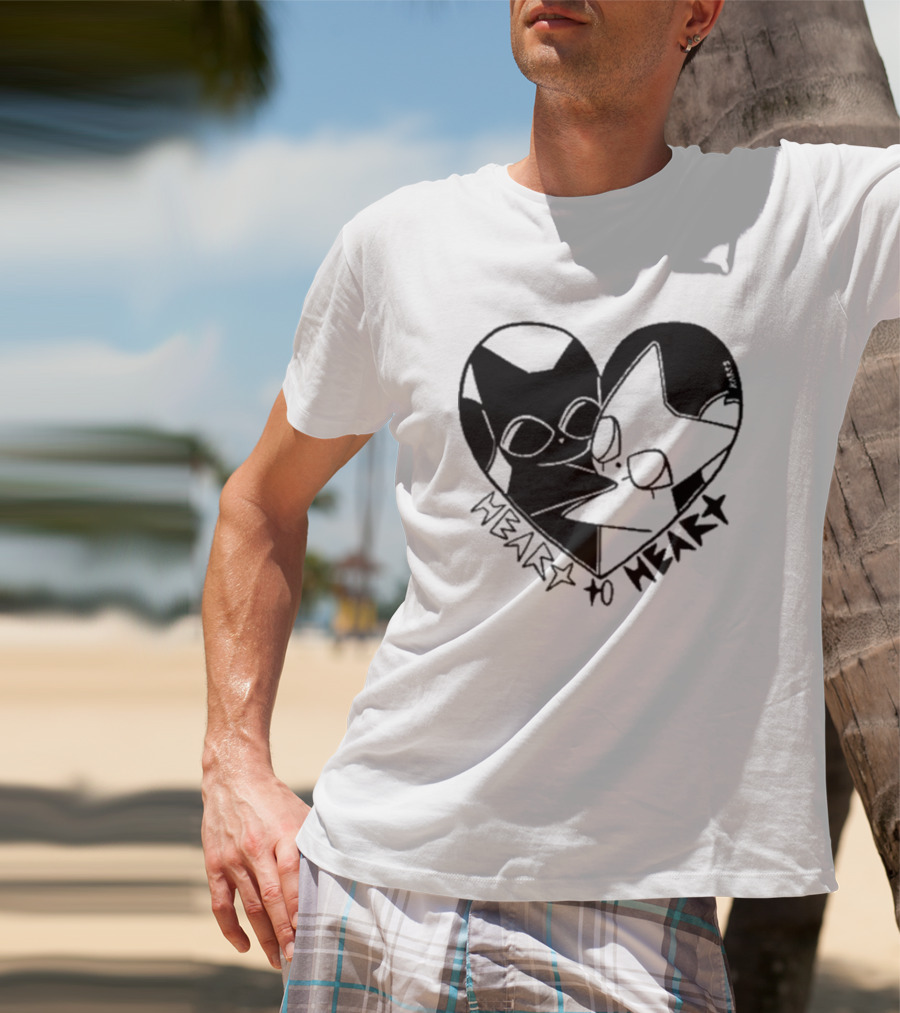 Heart To Heart Everpress Black And White Cat T-Shirt