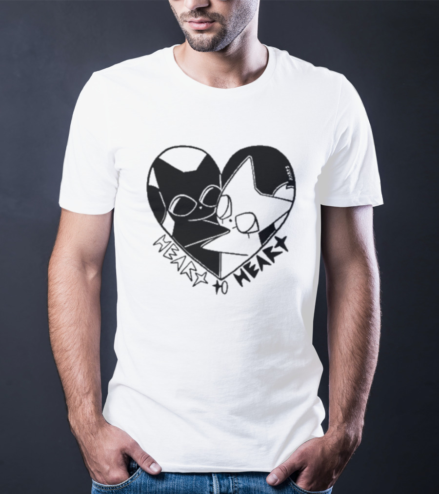 Heart To Heart Everpress Black And White Cat T-Shirt