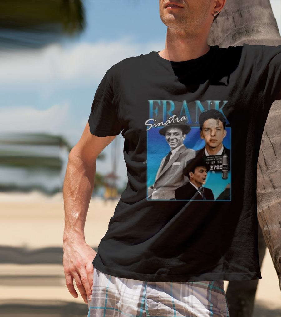 Frank Sinatra Classic Blue Portrait Montage T-Shirt