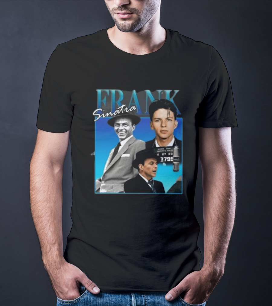 Frank Sinatra Classic Blue Portrait Montage T-Shirt