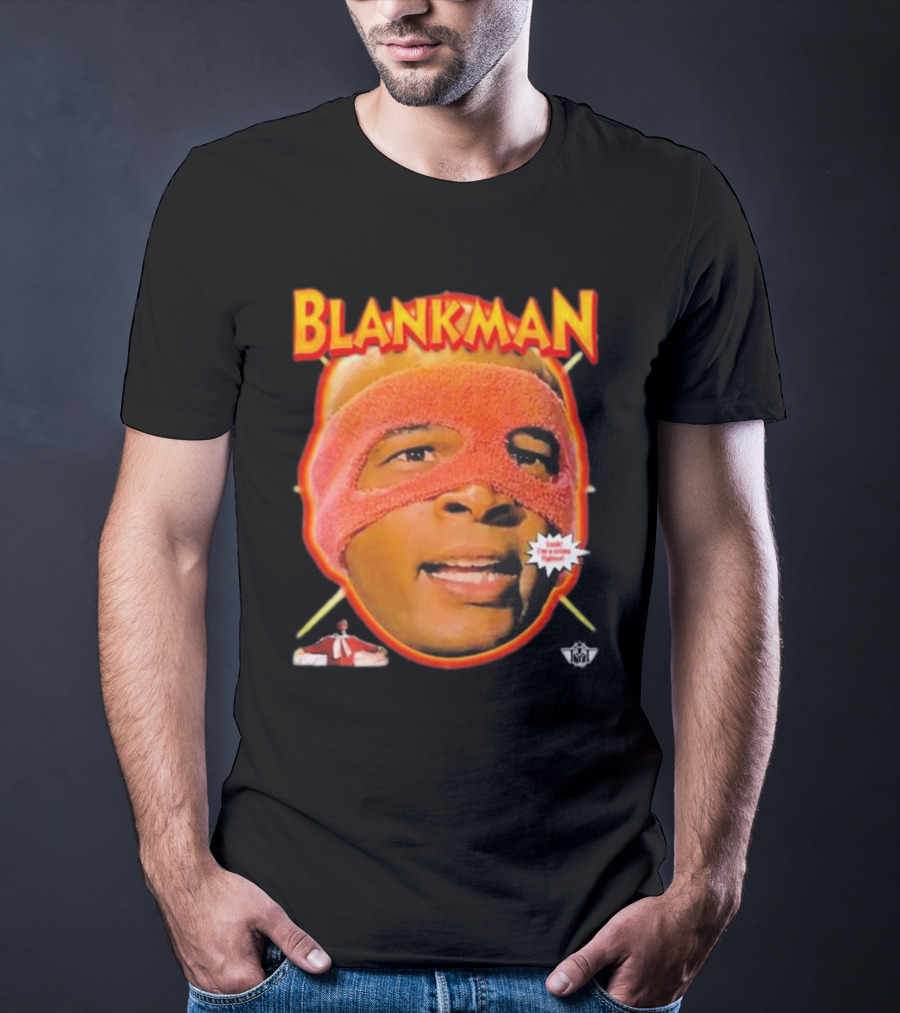 Blankman Heroic Arrival To Save Your Butt With Iconic Masked Superhero Image T-Shirt