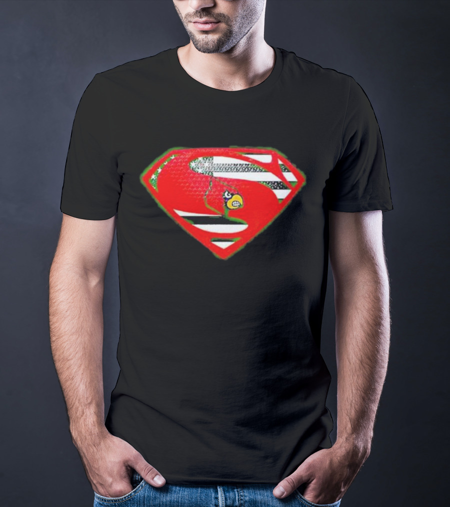 Superman Logo Louisville Cardinals USA Flag Fusion T-Shirt