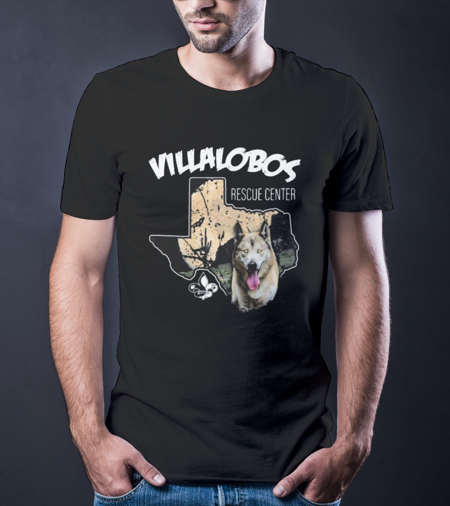 Villalobos Rescue Center Texas Map And Wolf T-Shirt