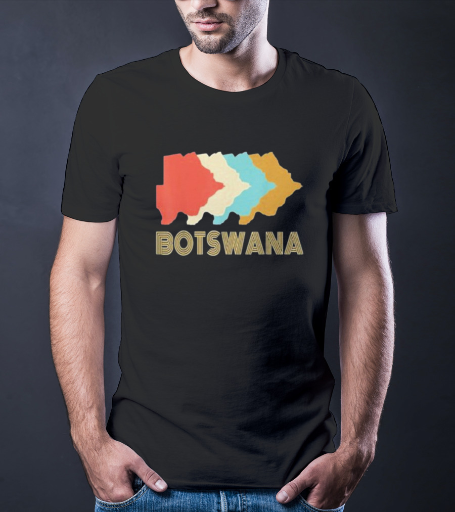 Botswana Vintage Multi-Color Map T-Shirt