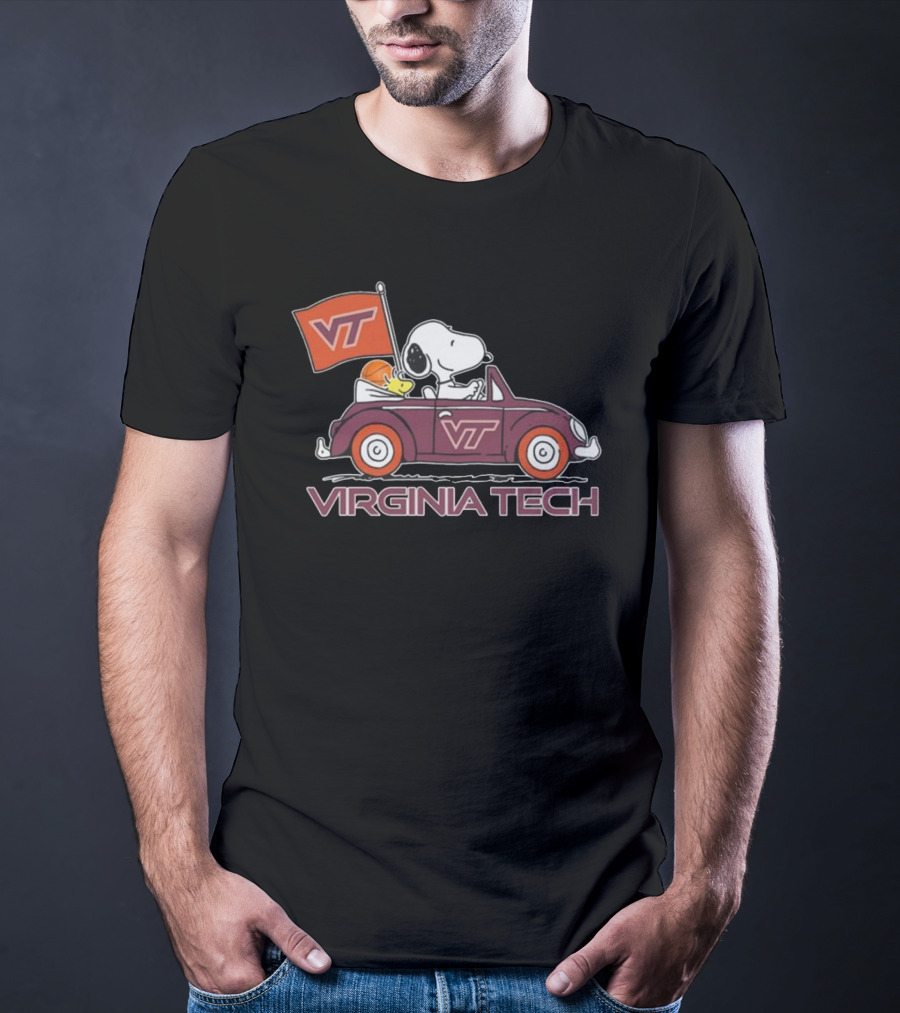 Virginia Tech Hokies Snoopy VT Car Flag Fan T-Shirt