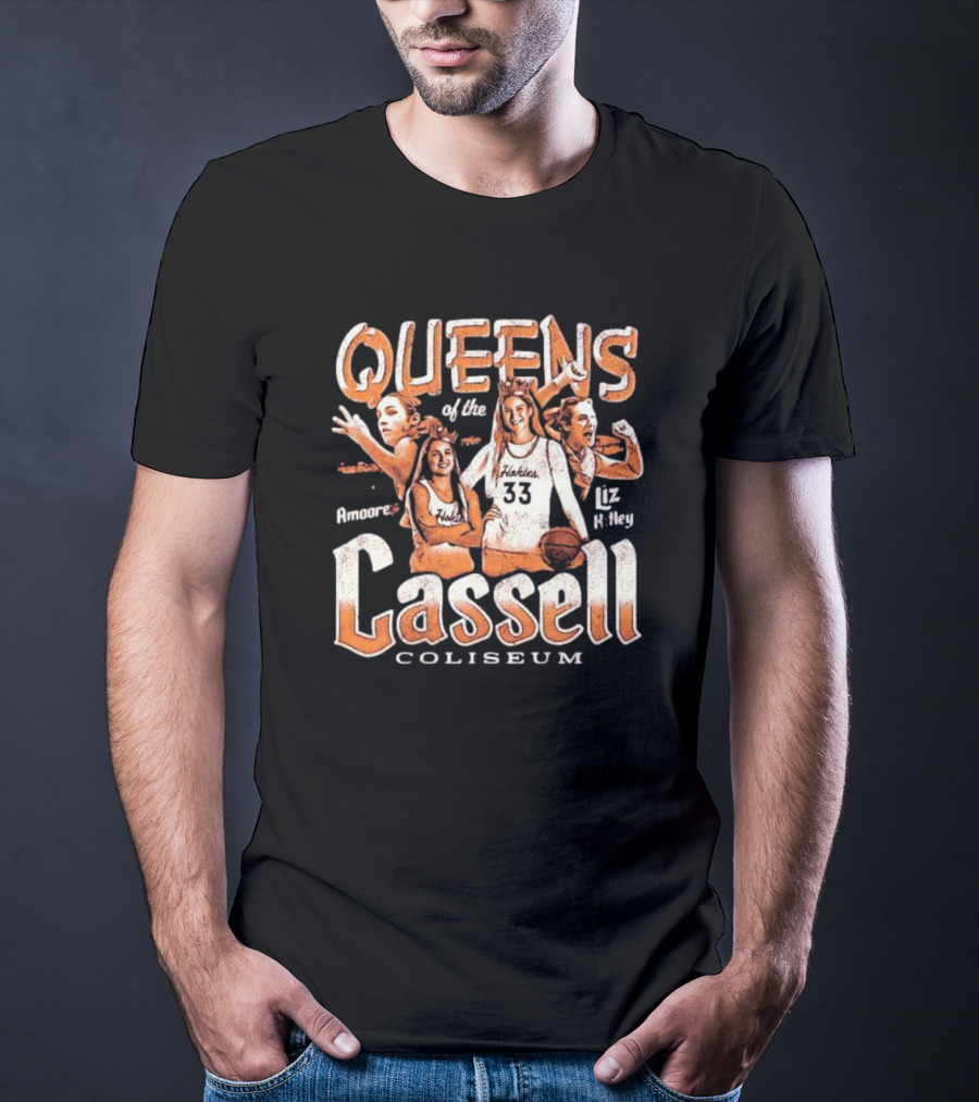 Virginia Tech Hokies Liz Kitley Georgia Amoore Queens Of Cassell Coliseum T-Shirt