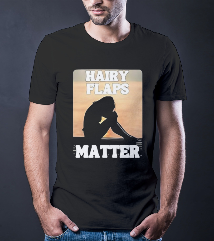 Hairy Flaps Matter Silhouette On Beach Background T-Shirt