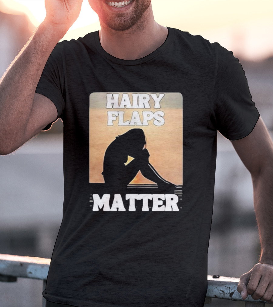 Hairy Flaps Matter Silhouette On Beach Background T-Shirt