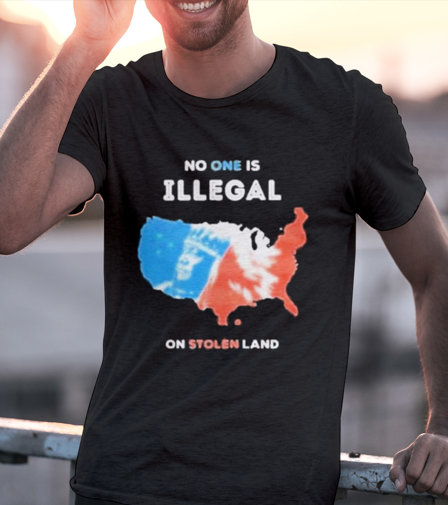 NO ONE IS ILLEGAL ON STOLEN LAND Indigenous Map T-Shirt