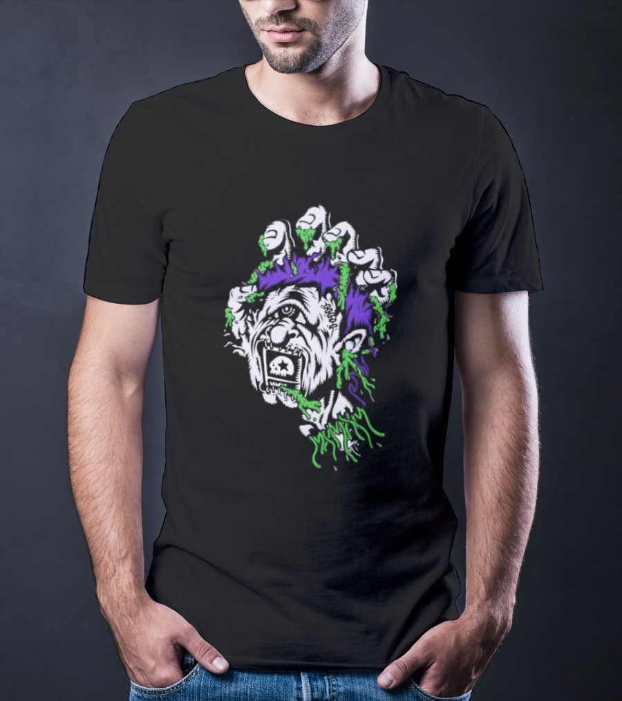 Santa Cruz X Mxmxm Screaming Head Zombie Cyclops Mutant Purple Green Hair Five Finger Monster T-Shirt