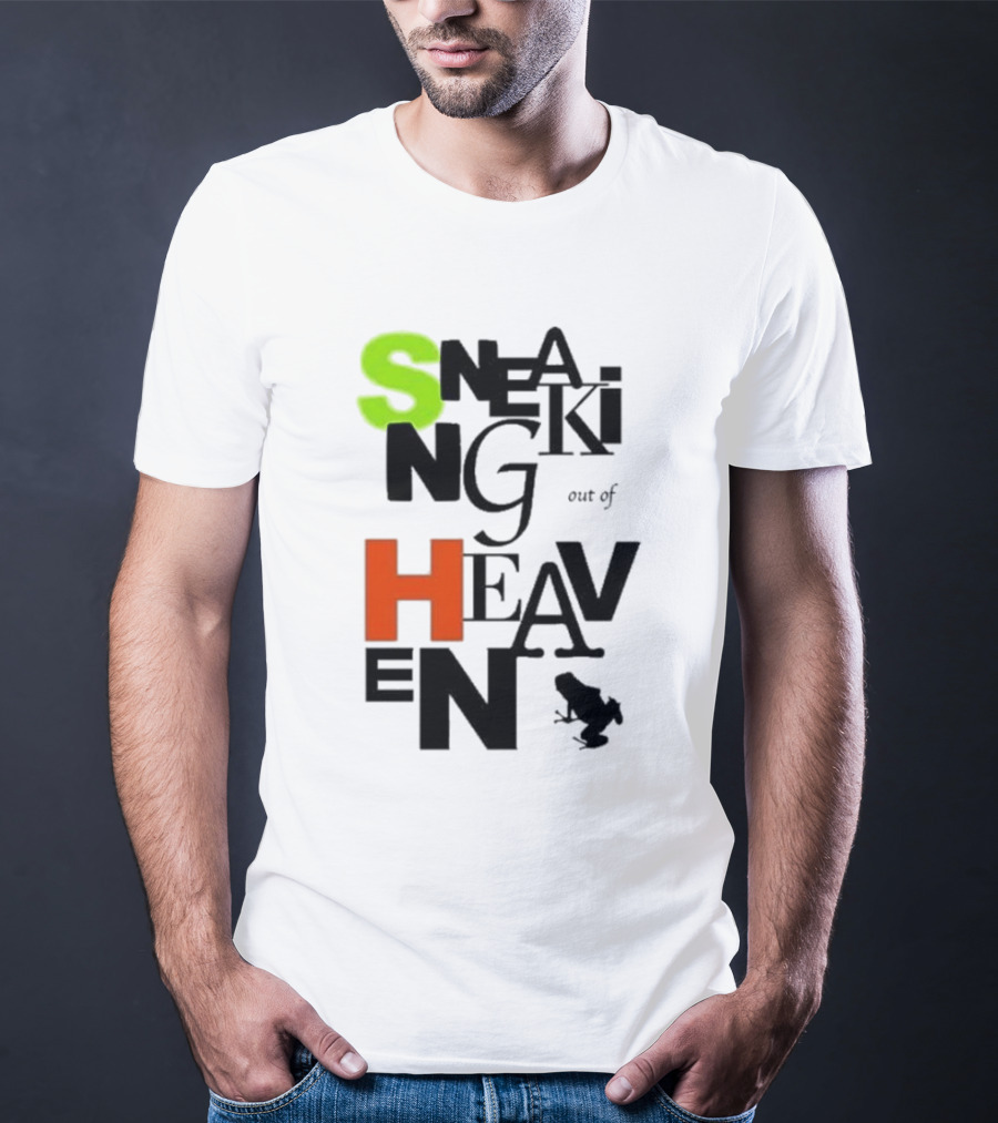 Sneaking Out Of Heaven Frog In Neon And Orange Letters T-Shirt
