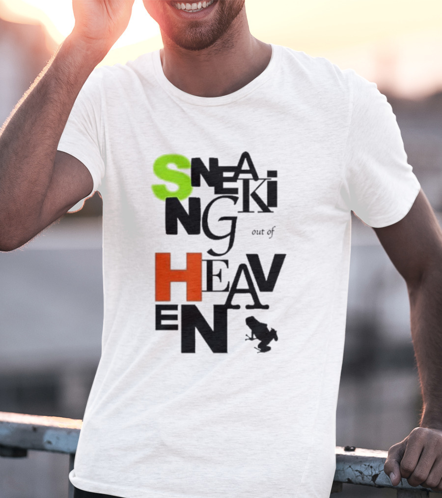 Sneaking Out Of Heaven Frog In Neon And Orange Letters T-Shirt