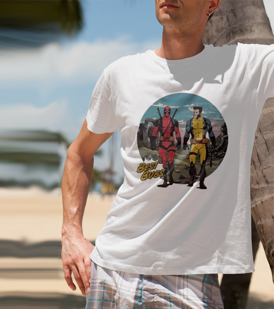 The Streamr Nerdriot Best Bubs Deadpool Wolverine Walking Scene T-Shirt