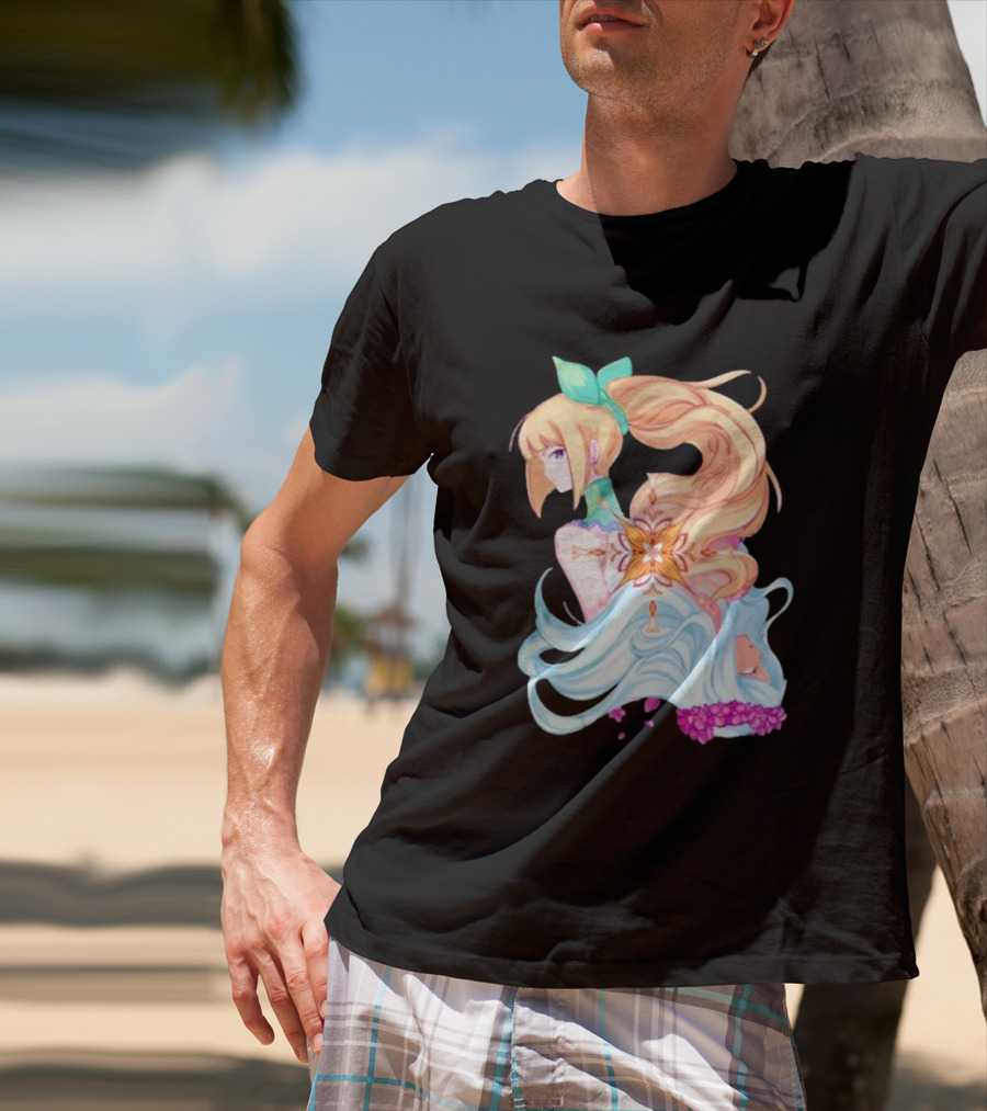 Virgo Versus The Zodiac Anime Illustration With Pastel Colors And Floral Elements T-Shirt