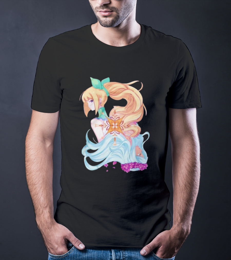 Virgo Versus The Zodiac Anime Illustration With Pastel Colors And Floral Elements T-Shirt