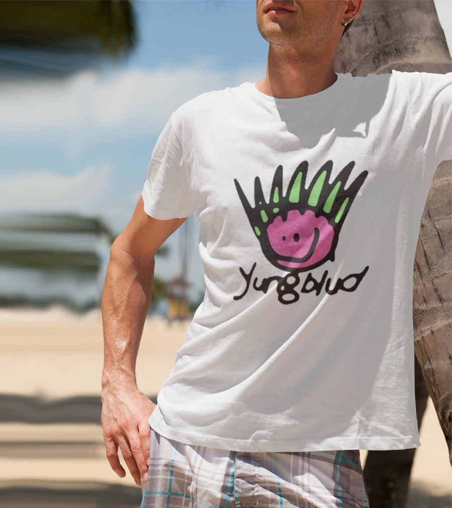 Yungblud Be Fookin Happy Pink Smiley Face With Green Spikes T-Shirt