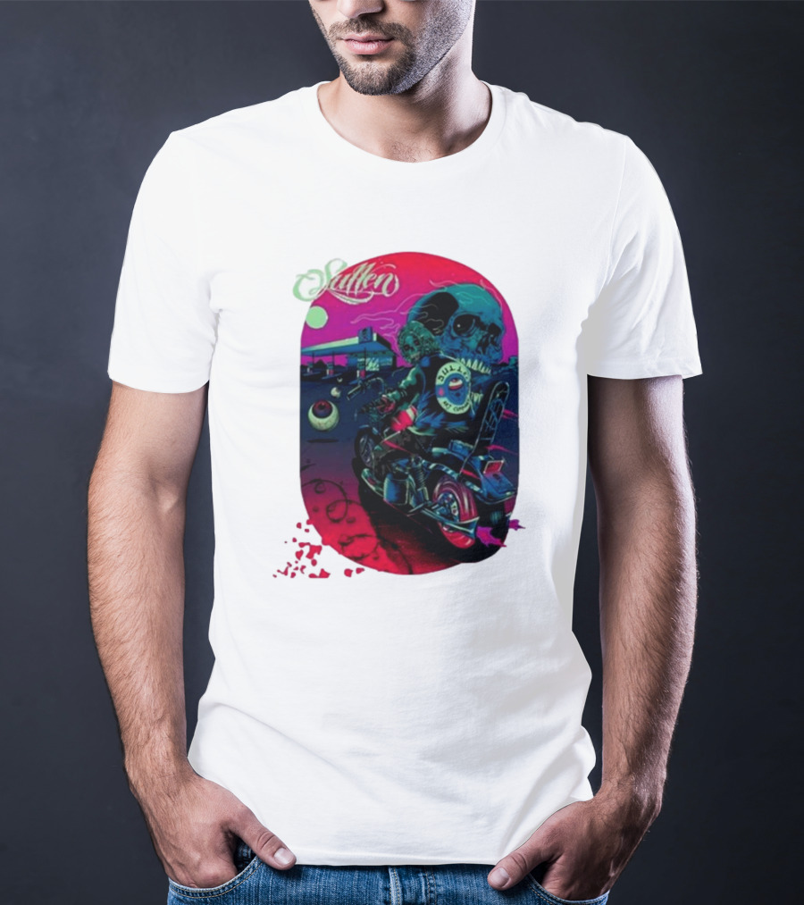 Tkslowskill Sullen Skull Rider Neon Vibes T-Shirt
