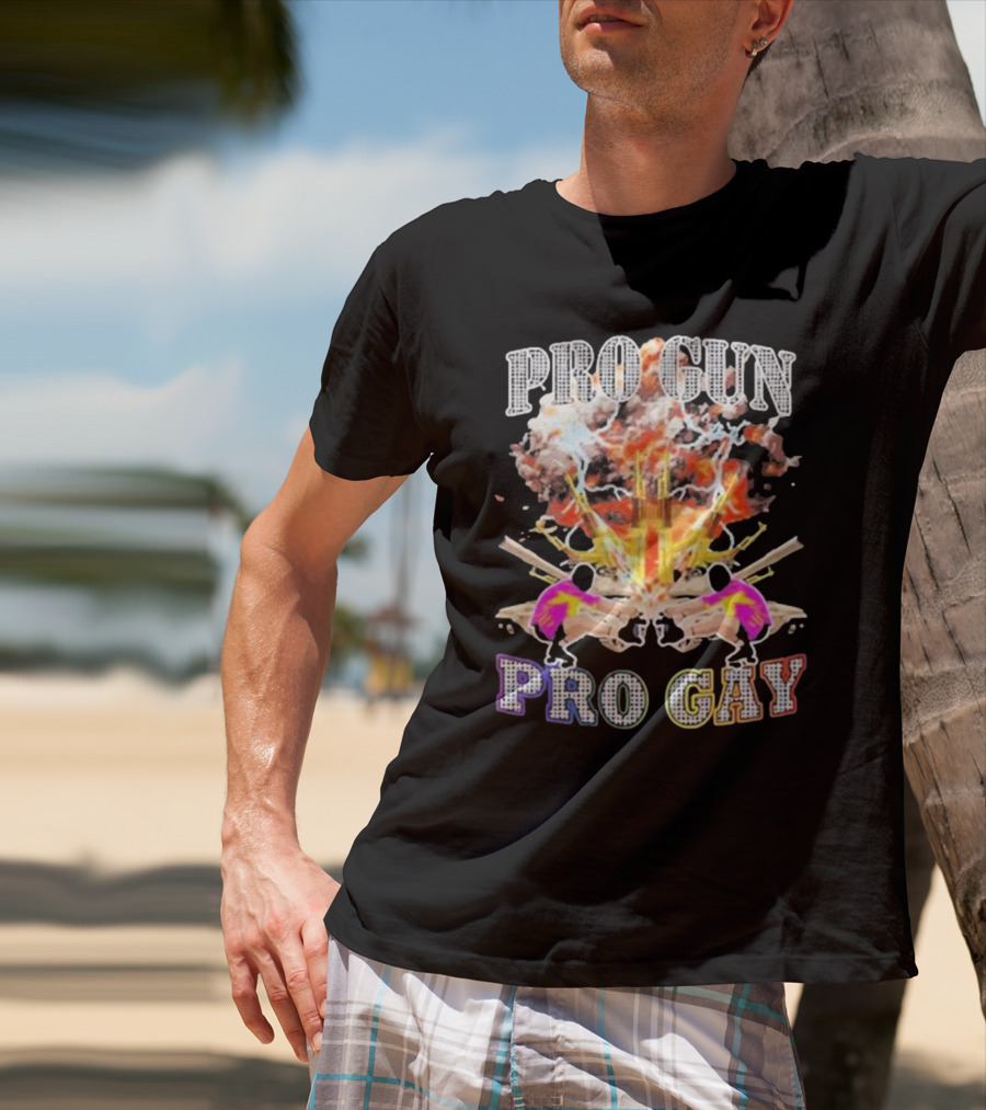 Pro Gun Pro Gay Explosion Duality T-Shirt