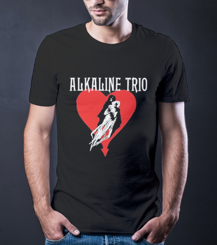 Alkaline Trio Heart Swept Cloaked Figure And Red Heart T-Shirt