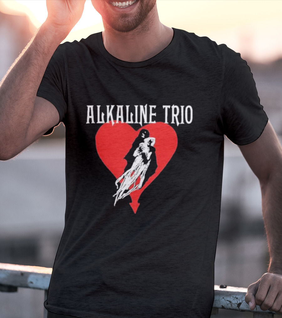 Alkaline Trio Heart Swept Cloaked Figure And Red Heart T-Shirt
