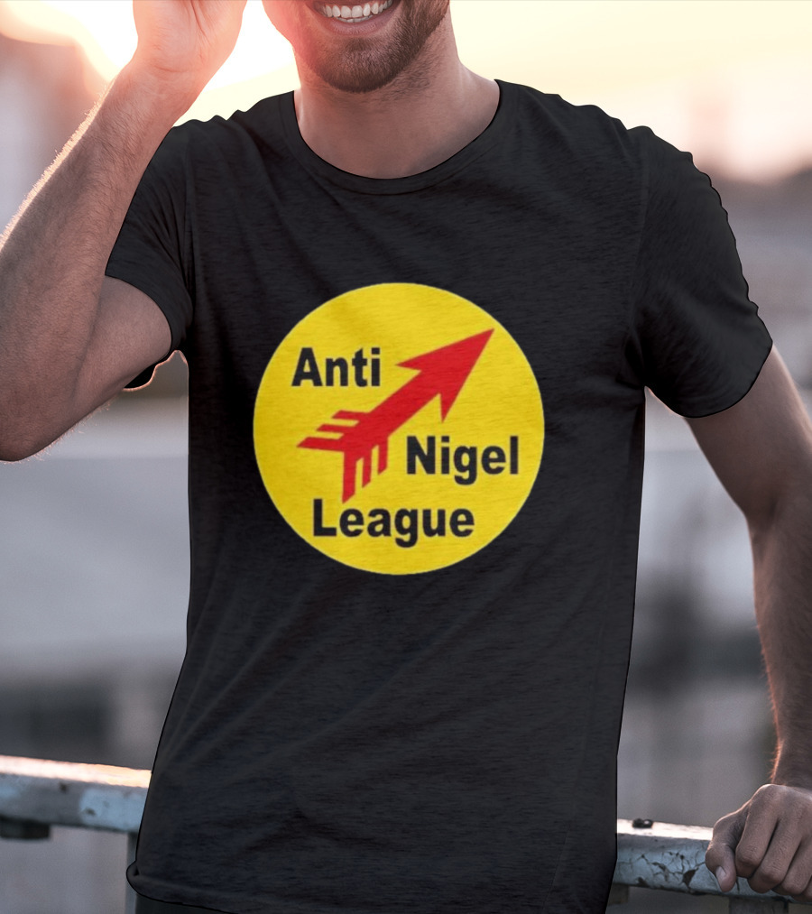 Anti Nigel League Red Arrow Emblem Yellow Circle T-Shirt