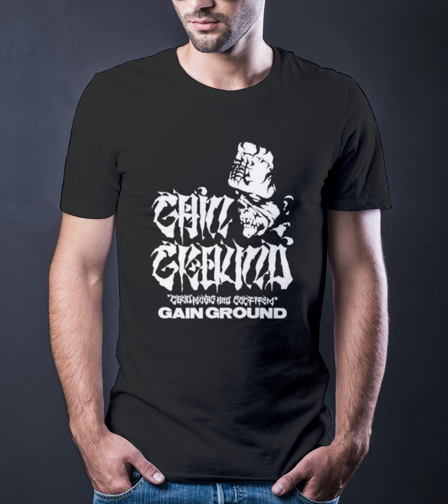 Gain Ground Grinning And Coffin Logo With Skull And Fist T-Shirt