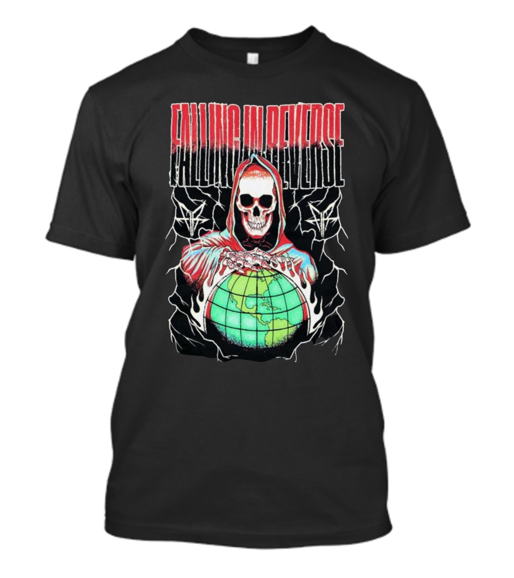 Falling In Reverse Skull Hood Globe T-Shirt