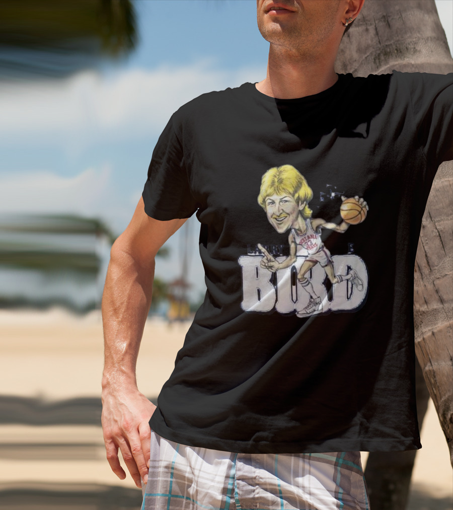 Larry Bird Indiana State Basketball Caricature Signature T-Shirt