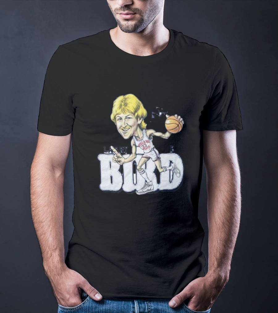 Larry Bird Indiana State Basketball Caricature Signature T-Shirt