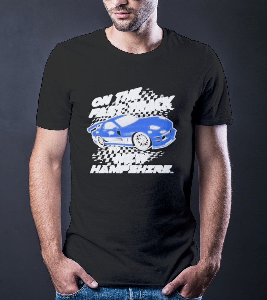 On The Fast Track New Hampshire Wildcats Racing Car T-Shirt