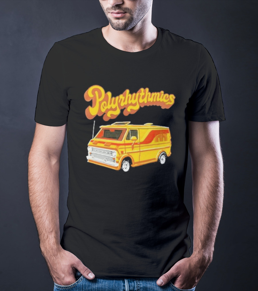 Polyrhythmics Bright Yellow Van With Retro Red Stripes T-Shirt