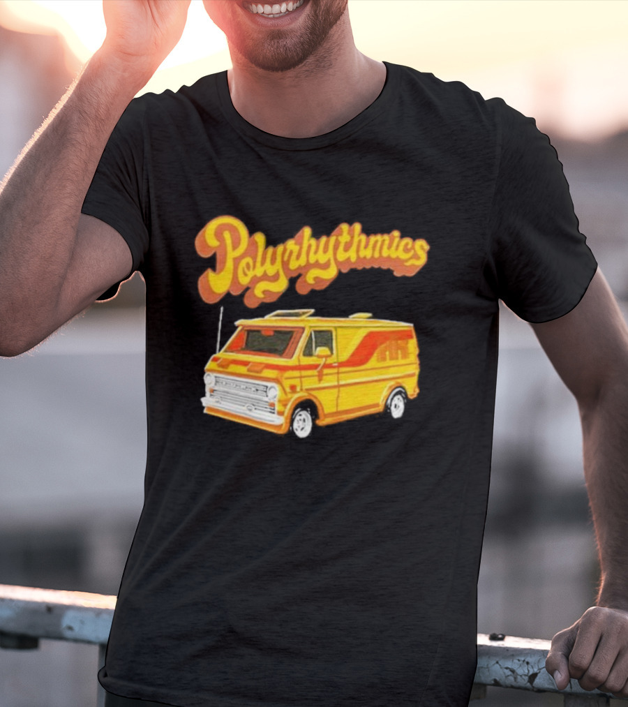 Polyrhythmics Bright Yellow Van With Retro Red Stripes T-Shirt