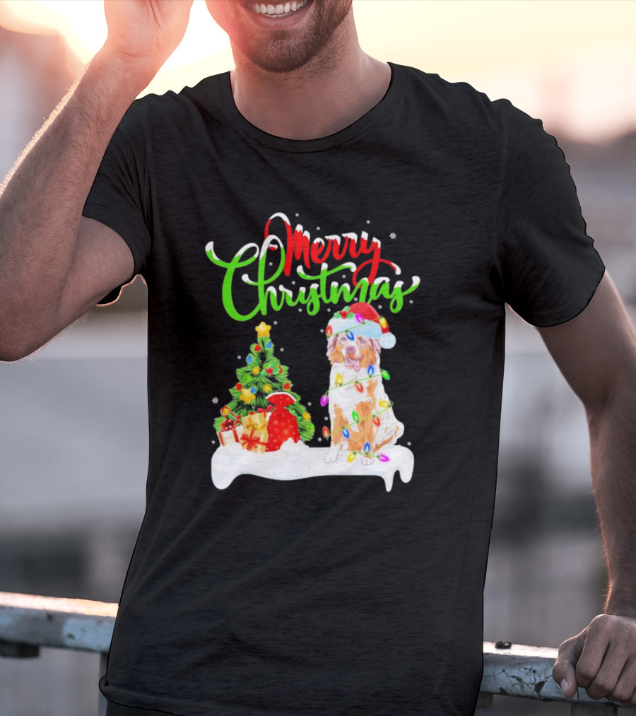 Merry Christmas Santa Australian Shepherd Dog Xmas Decorations T-Shirt