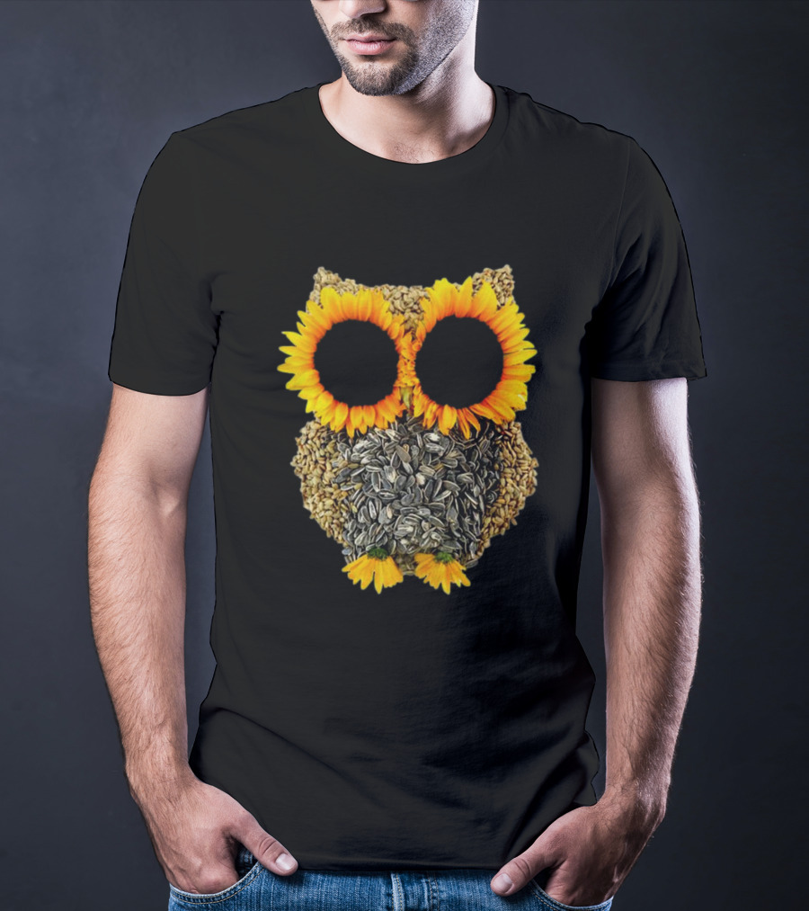 Sunflower Seed Owl With Bright Sunflower Eyes T-Shirt
