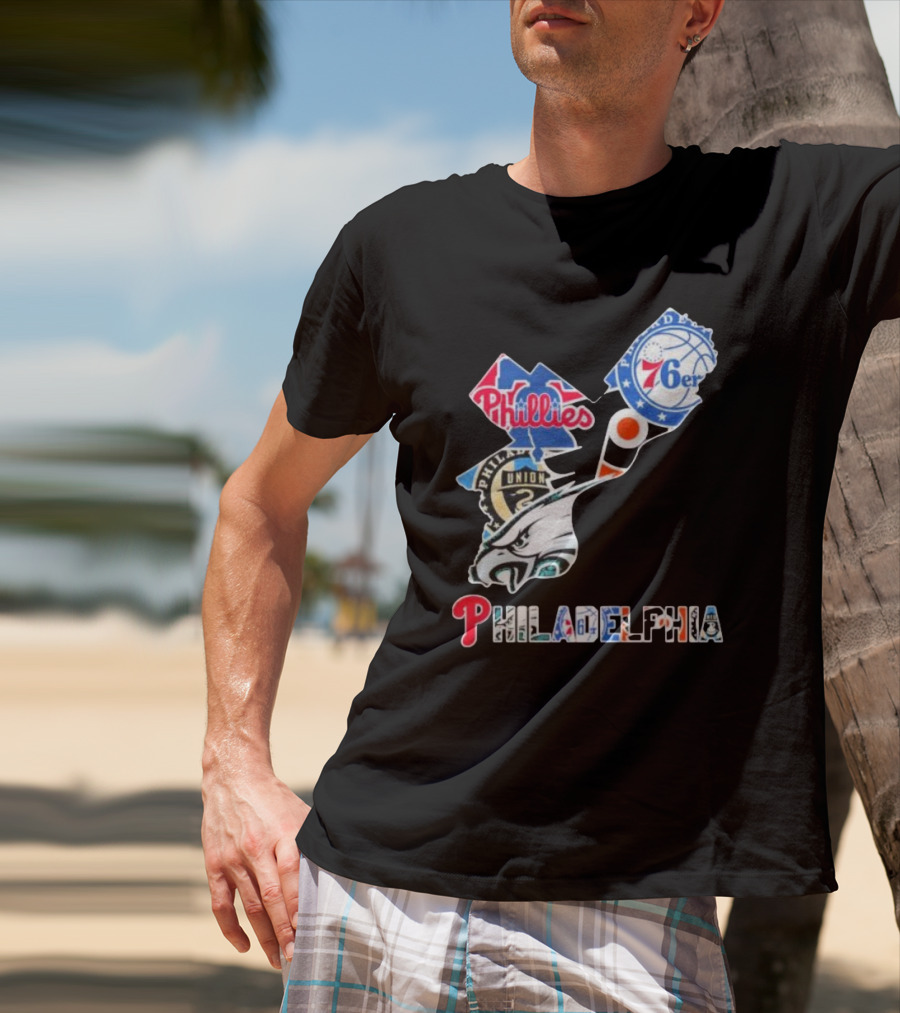 Philadelphia Eagles Phillies 76ers Union Flyers T-Shirt