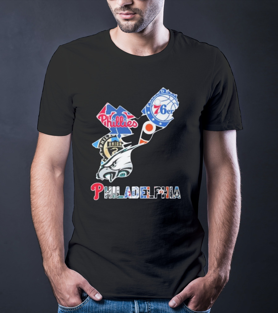 Philadelphia Eagles Phillies 76ers Union Flyers T-Shirt