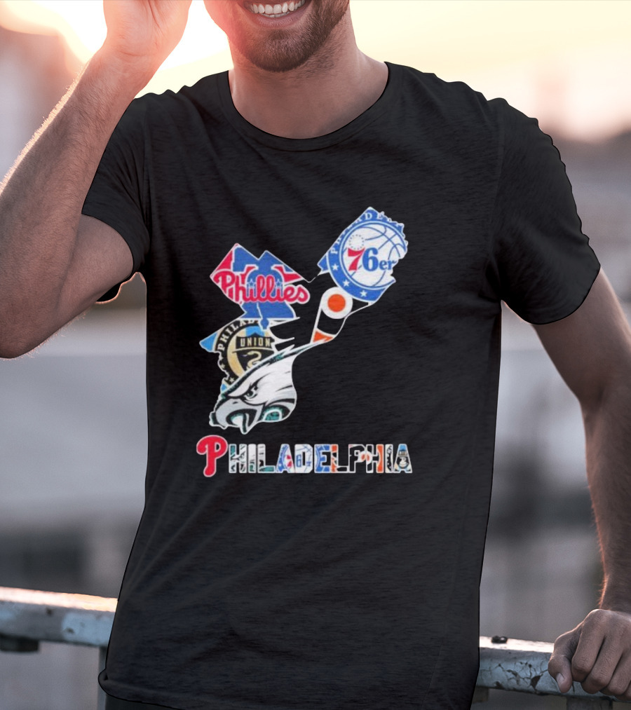 Philadelphia Eagles Phillies 76ers Union Flyers T-Shirt